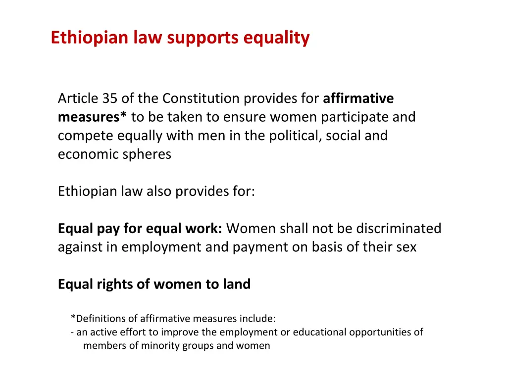 ethiopian law supports equality