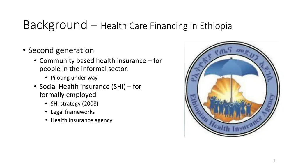background health care financing in ethiopia 2