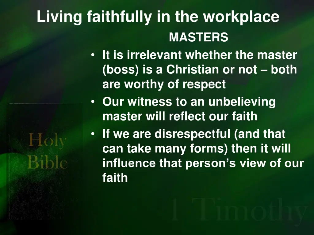 living faithfully in the workplace 1
