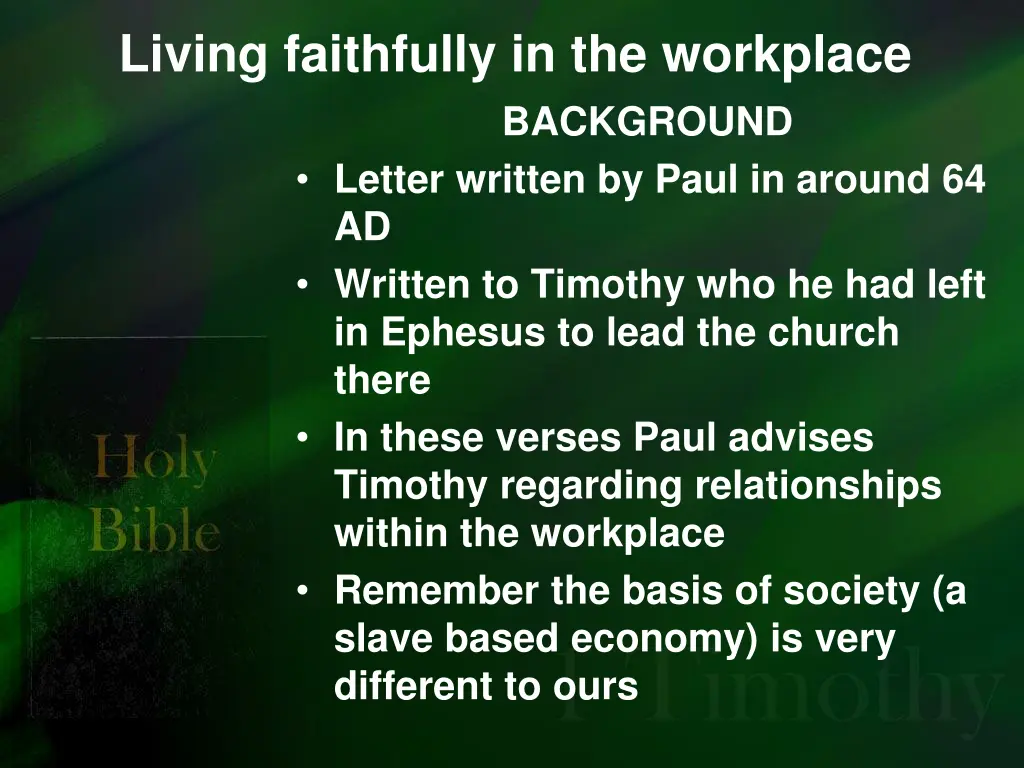 living faithfully in the workplace background