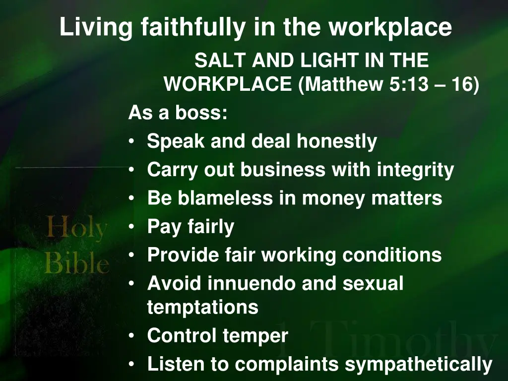 living faithfully in the workplace salt and light