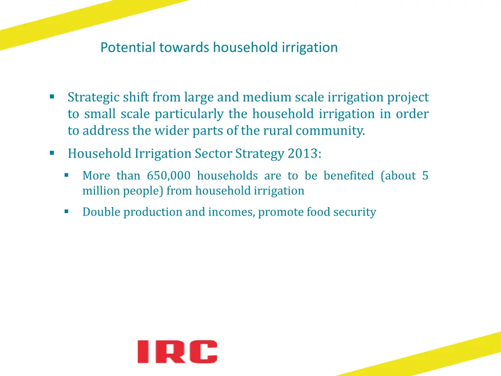 potential towards household irrigation