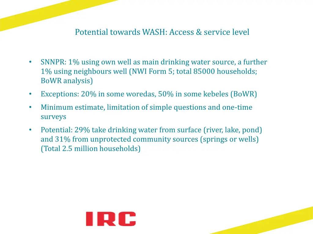 potential towards wash access service level