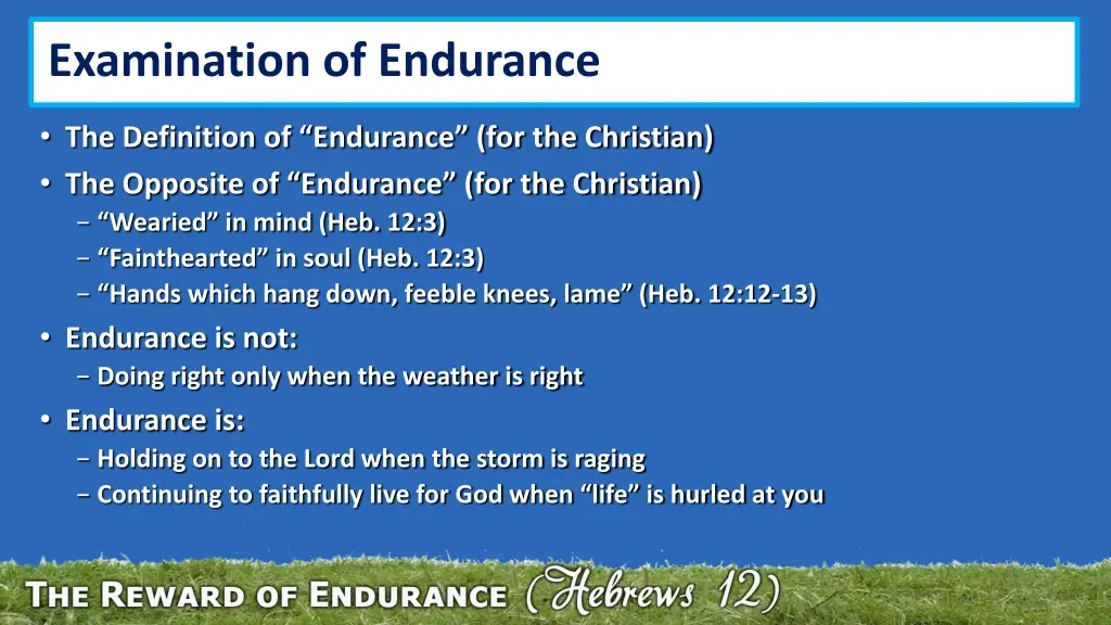 examination of endurance 1