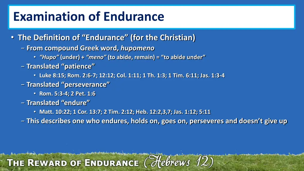 examination of endurance