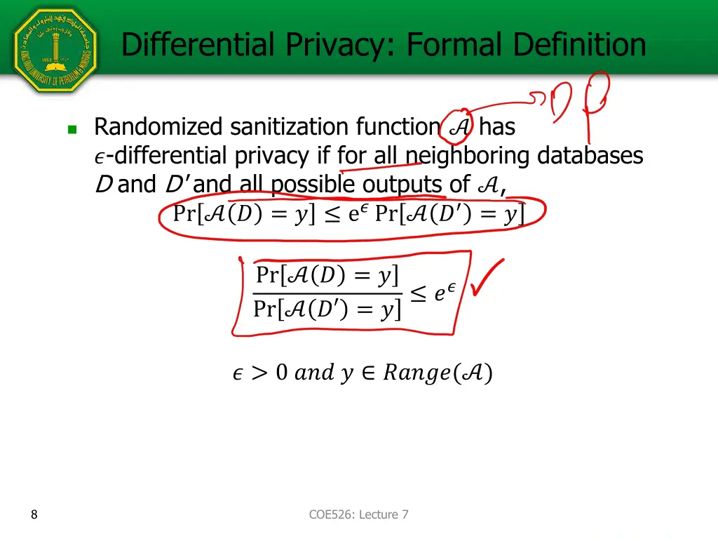 differential privacy formal definition