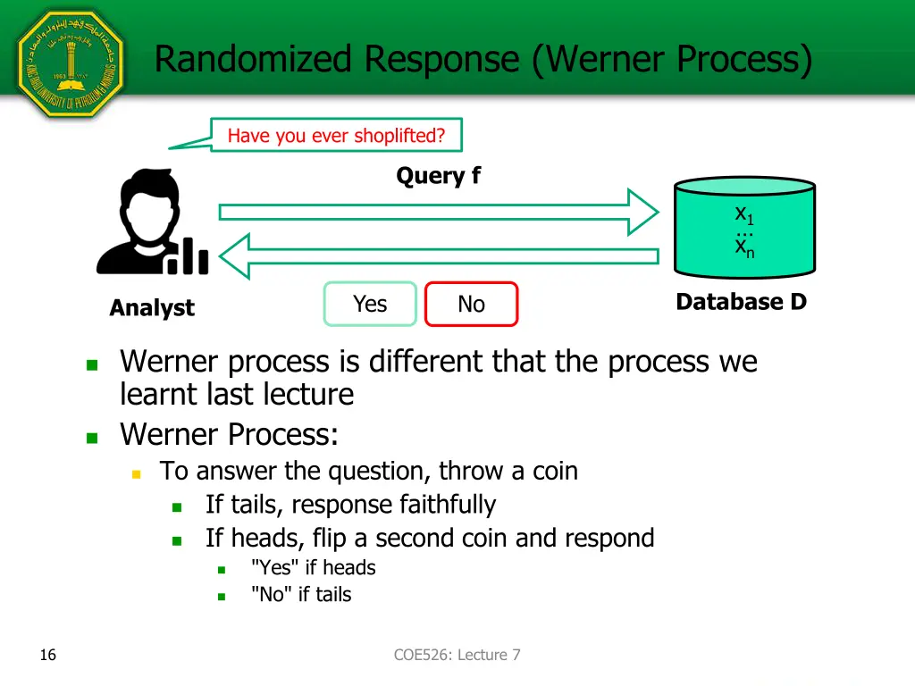 randomized response werner process