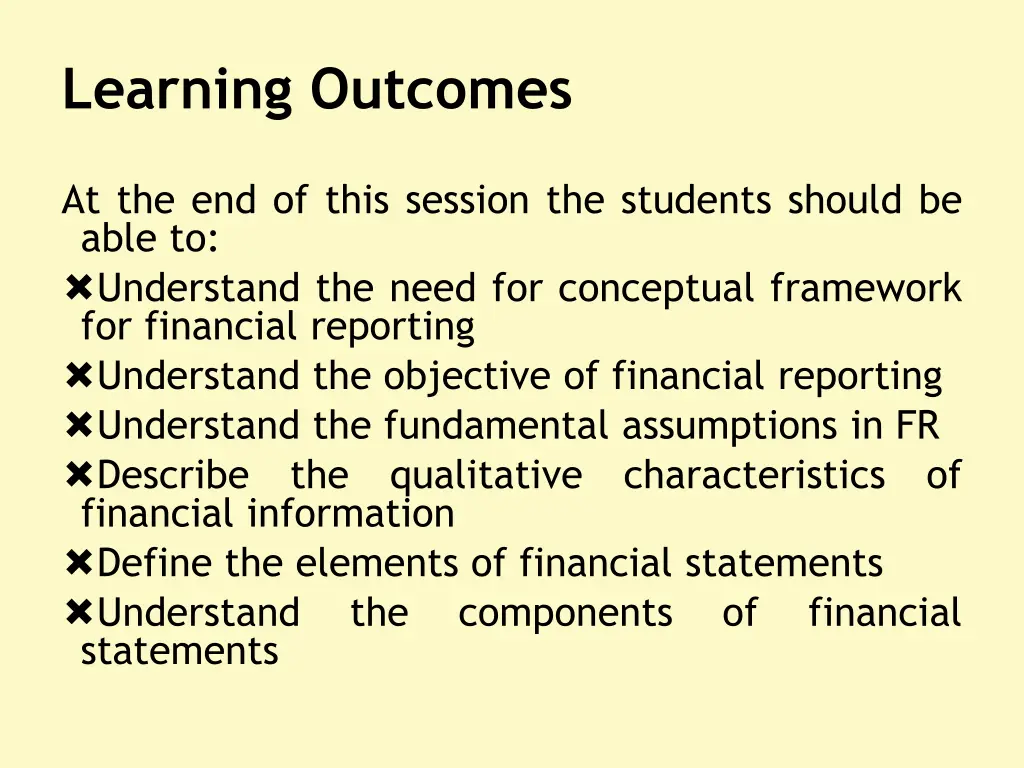 learning outcomes