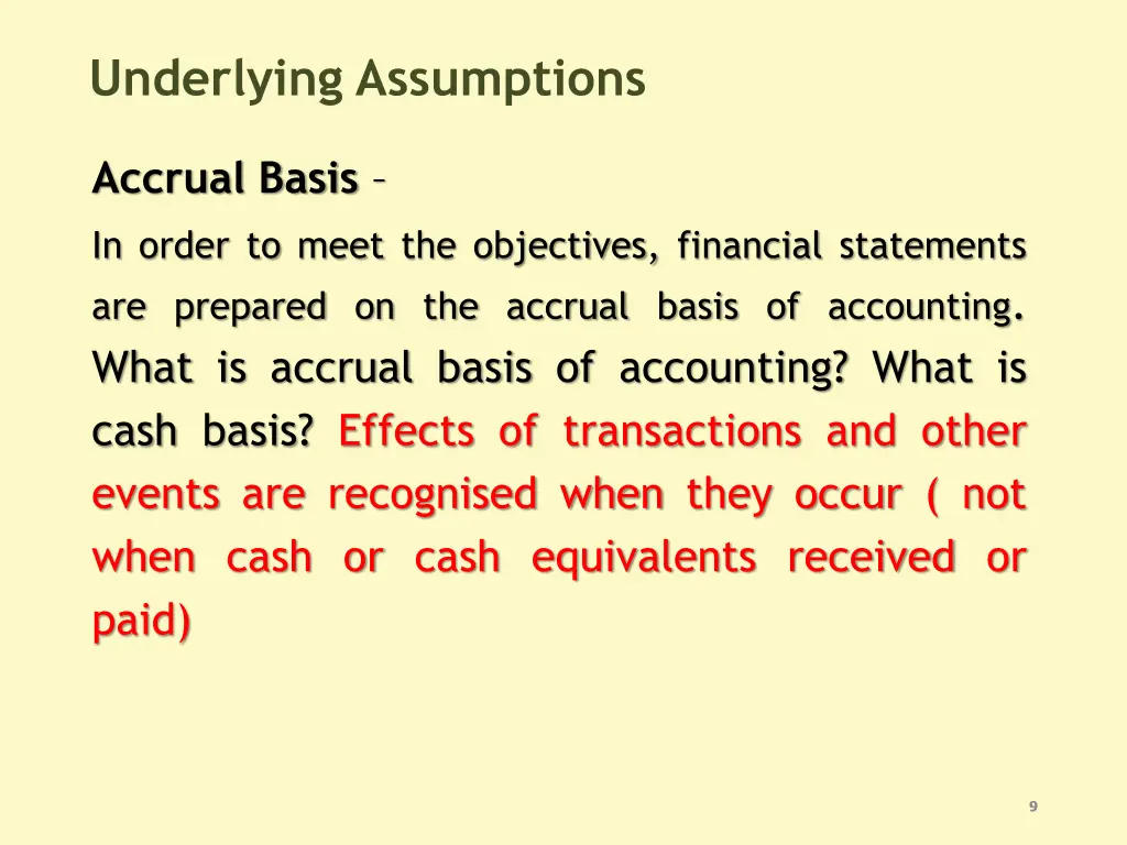 underlying assumptions