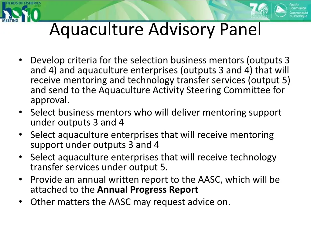 aquaculture advisory panel