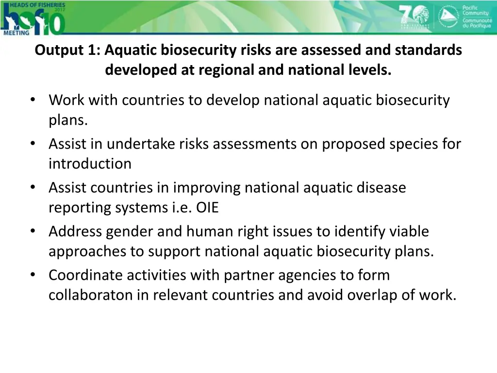 output 1 aquatic biosecurity risks are assessed