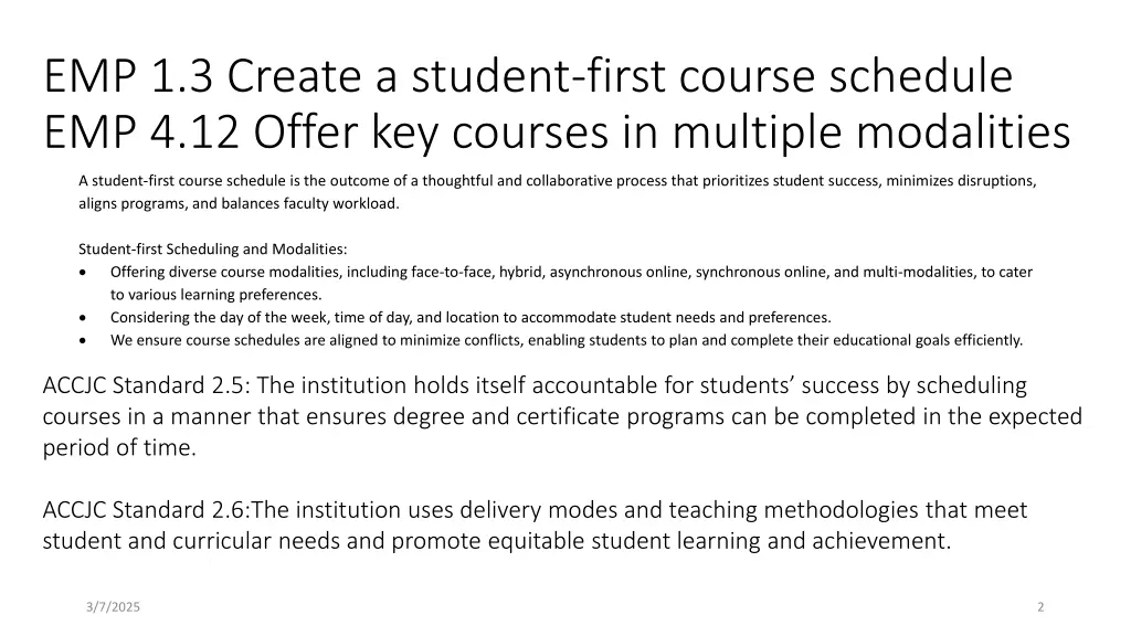 emp 1 3 create a student first course schedule