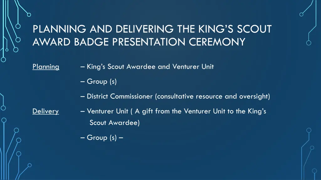 planning and delivering the king s scout award
