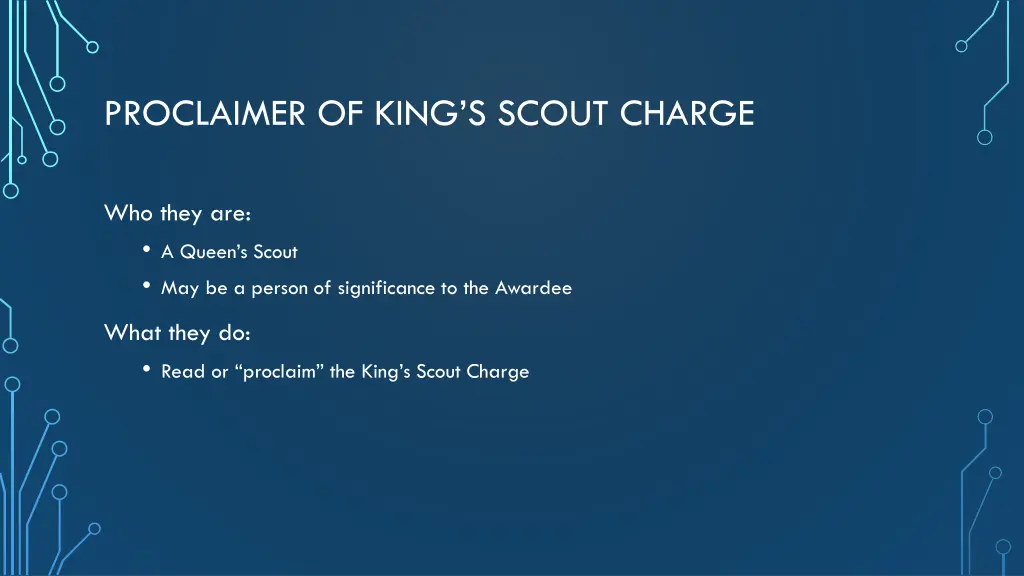 proclaimer of king s scout charge