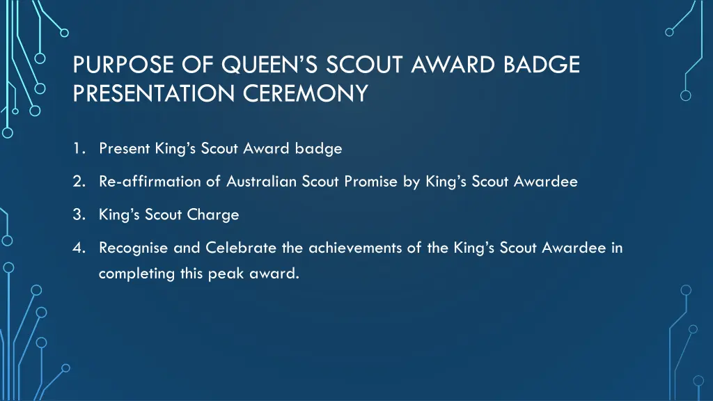 purpose of queen s scout award badge presentation
