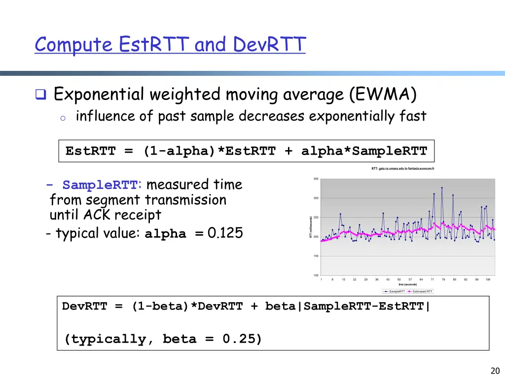 compute estrtt and devrtt