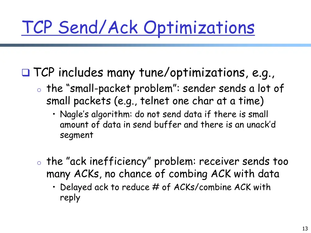 tcp send ack optimizations