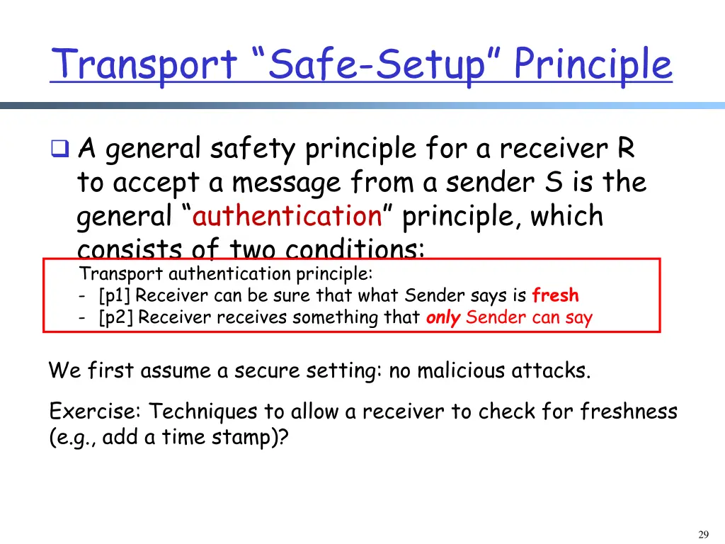 transport safe setup principle