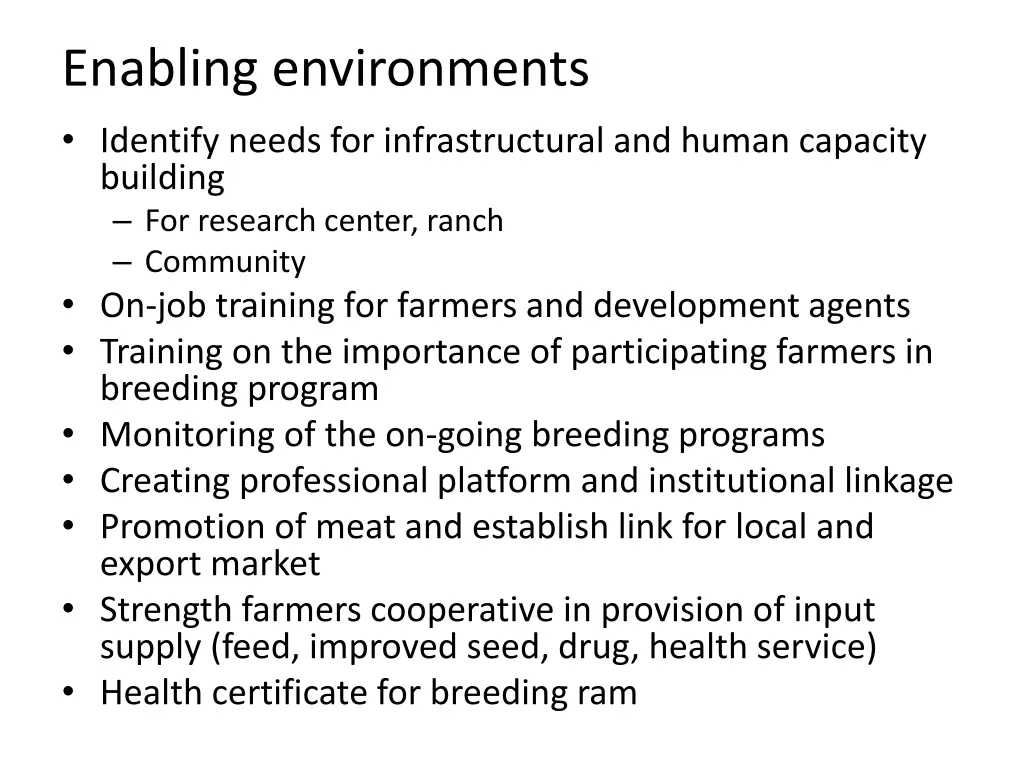 enabling environments identify needs