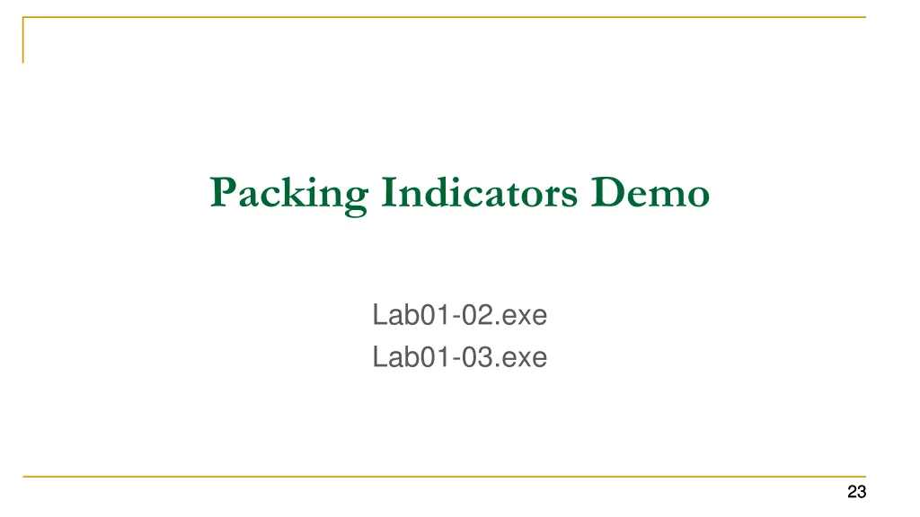 packing indicators demo