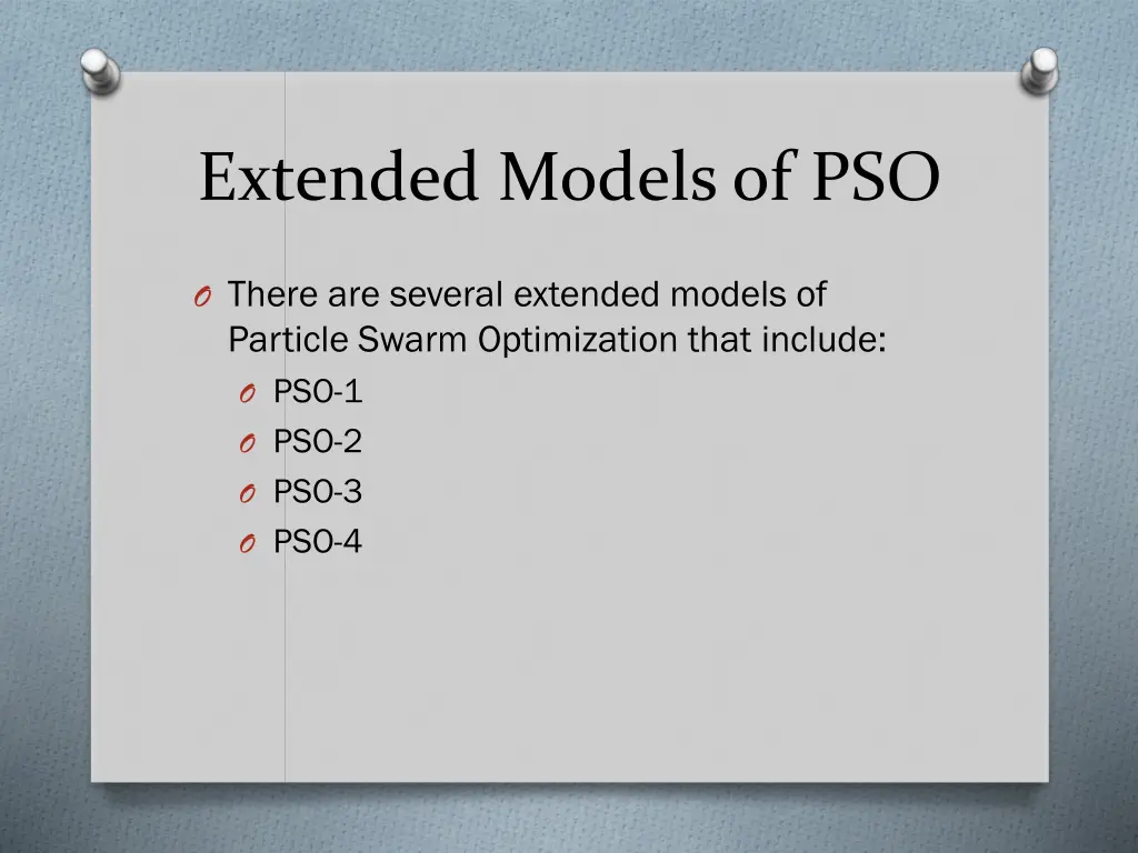 extended models of pso