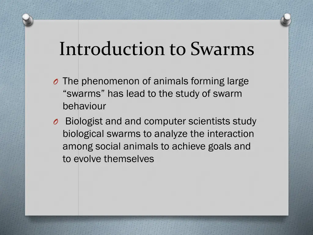 introduction to swarms