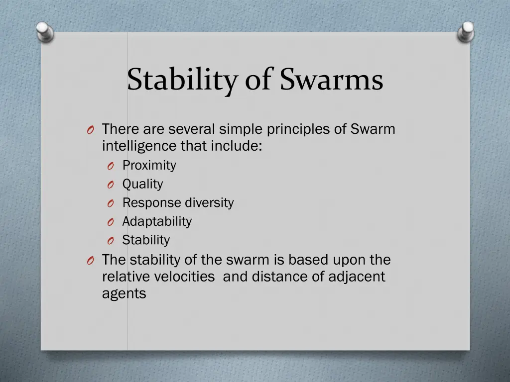 stability of swarms