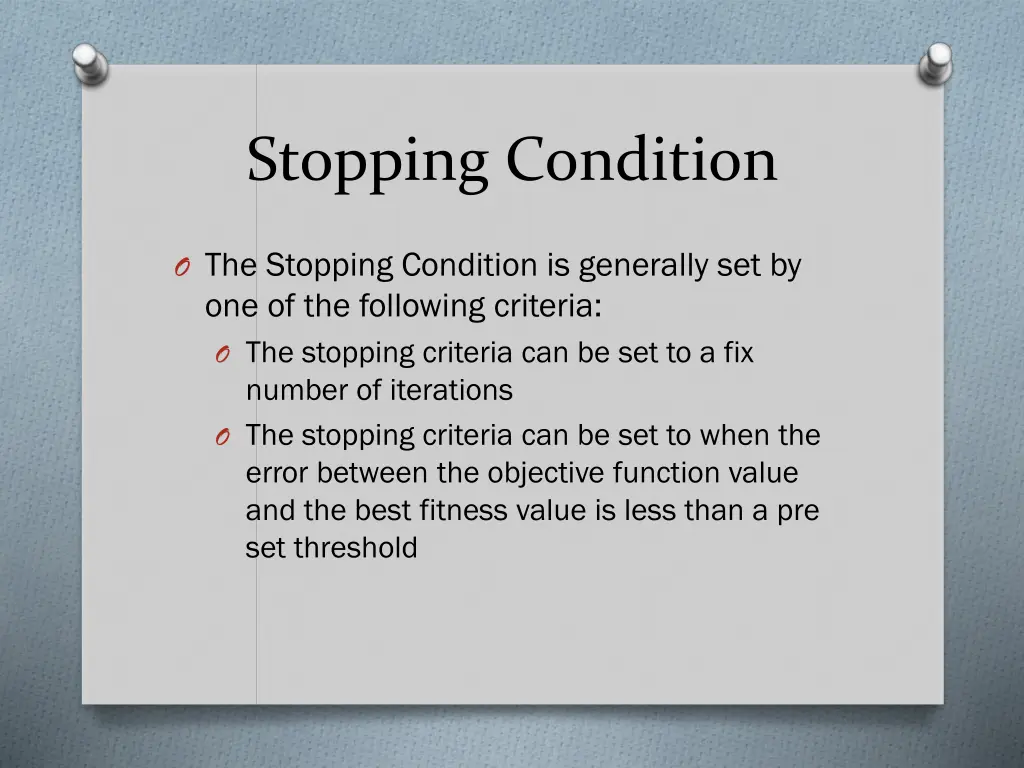 stopping condition