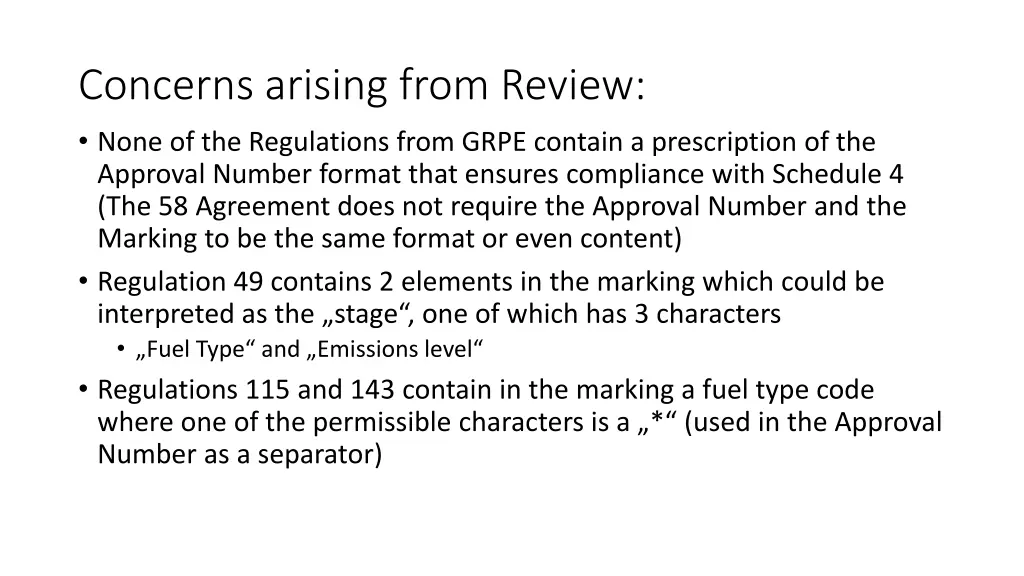 concerns arising from review none