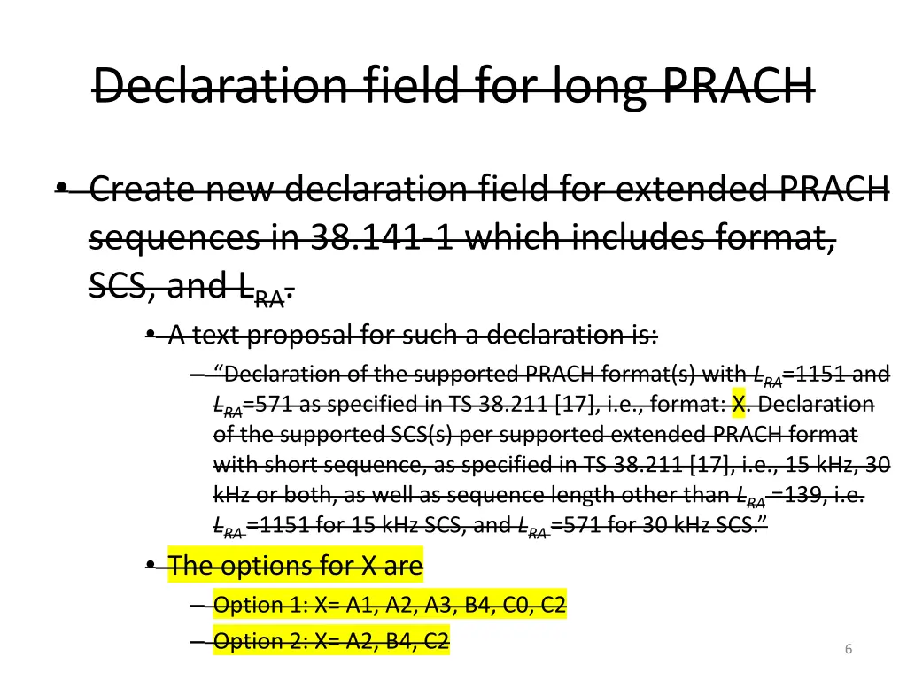 declaration field for long prach