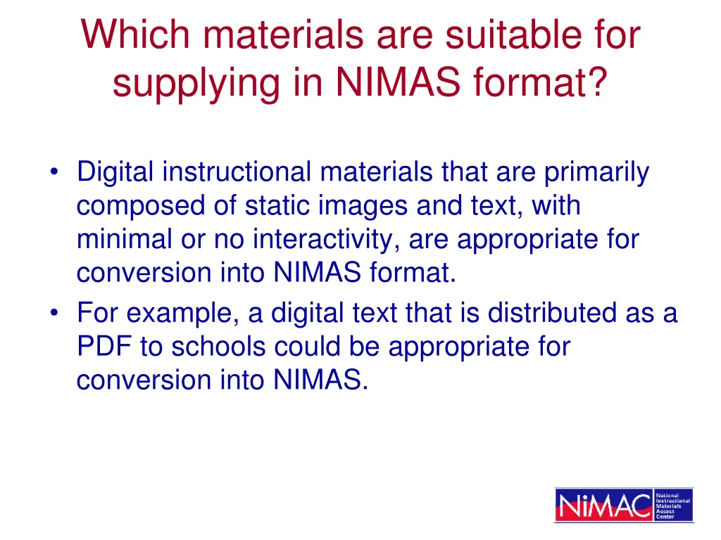 which materials are suitable for supplying