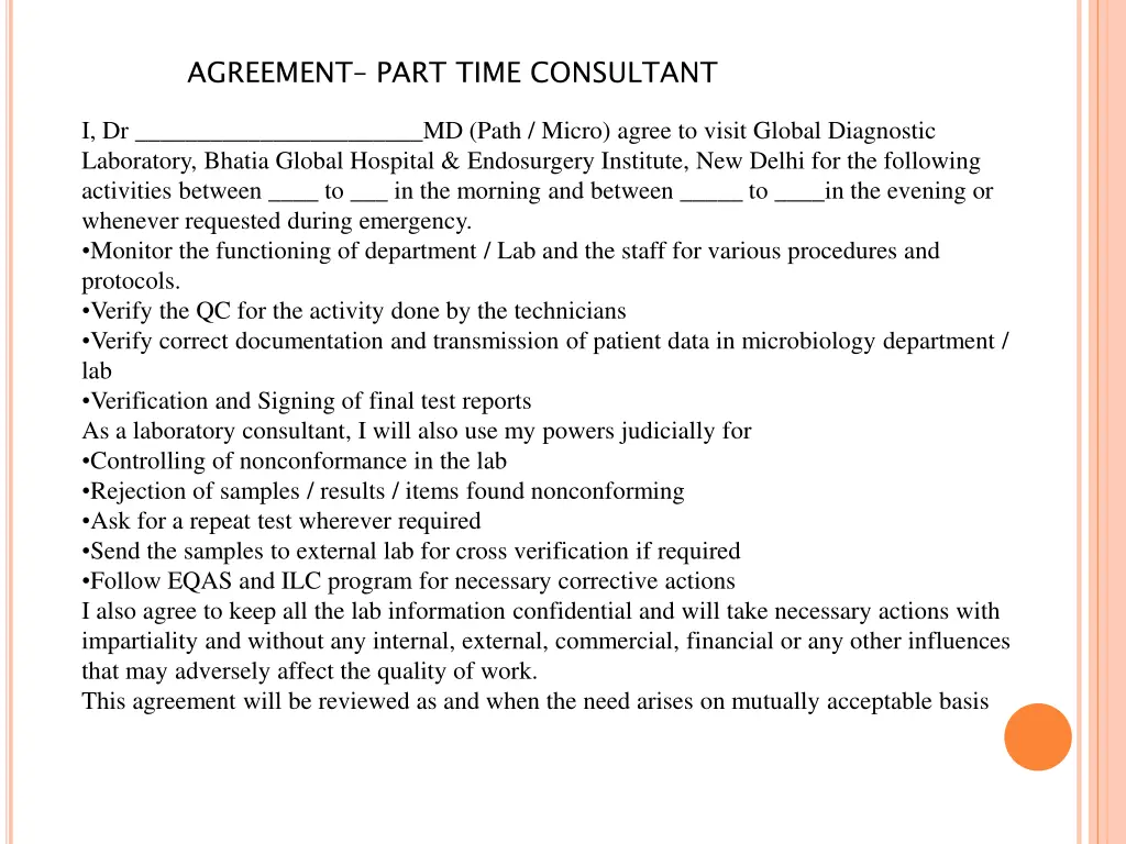 agreement part time consultant