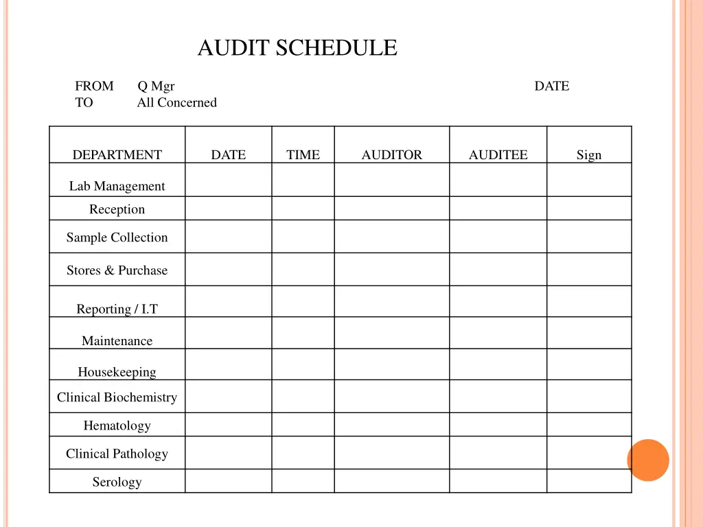 audit schedule