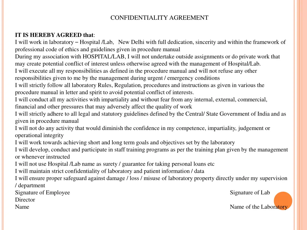 confidentiality agreement