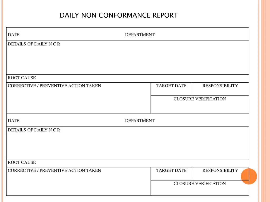 daily non conformance report 1