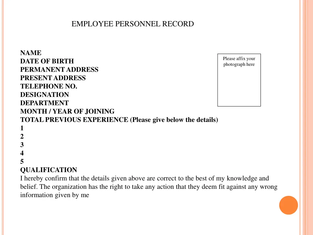 employee personnel record