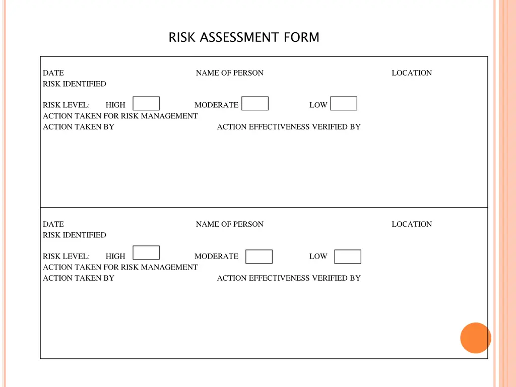 risk assessment form 1