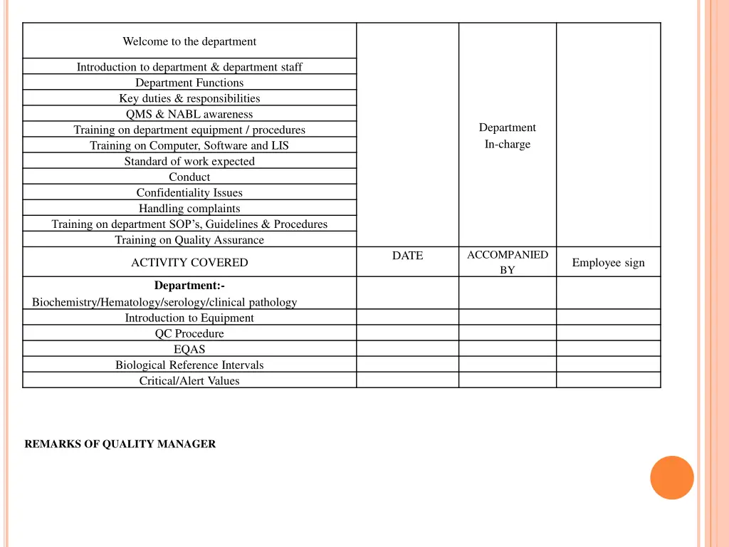 welcome to the department