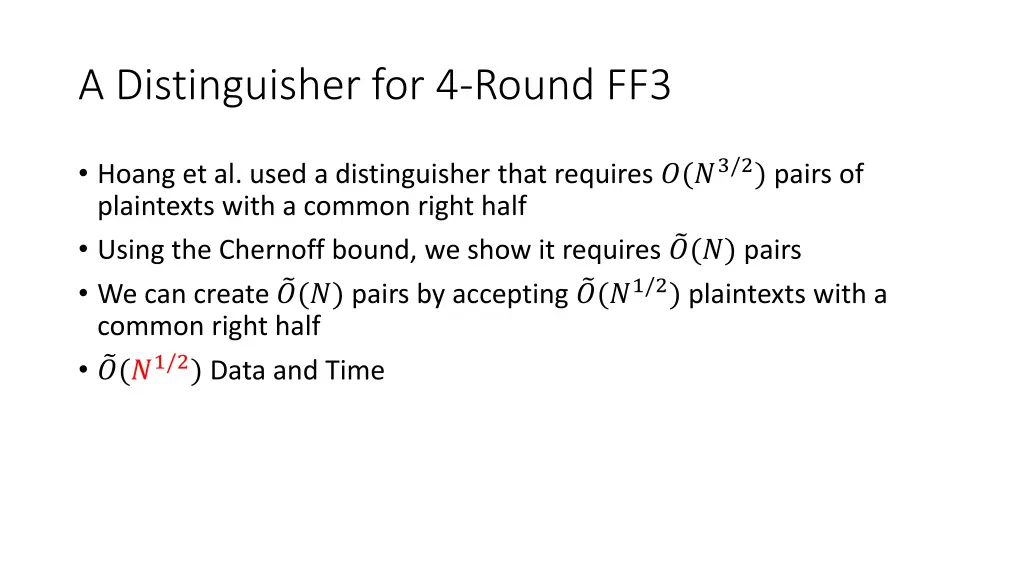 a distinguisher for 4 round ff3