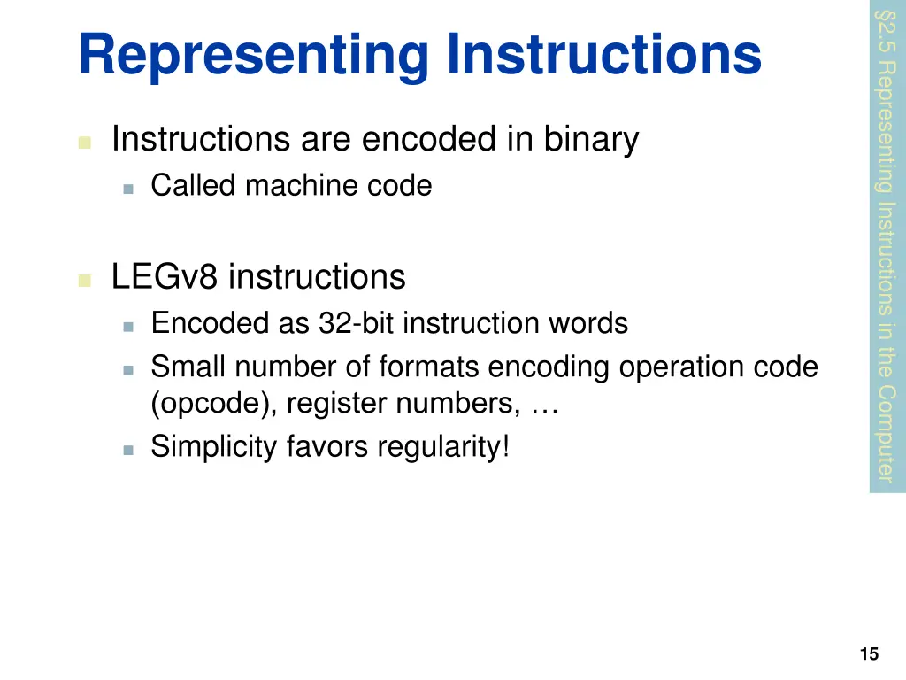 2 5 representing instructions in the computer