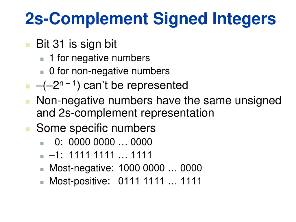 2s complement signed integers 1
