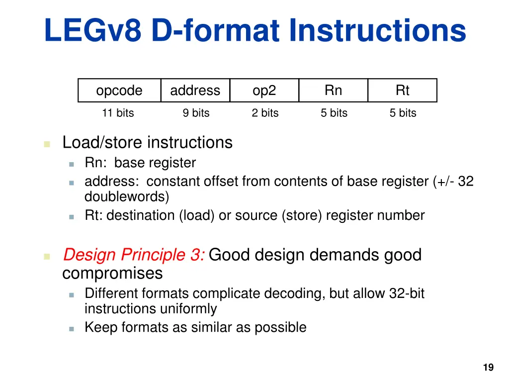 legv8 d format instructions