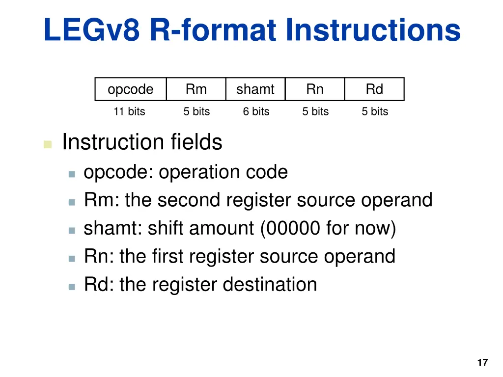 legv8 r format instructions