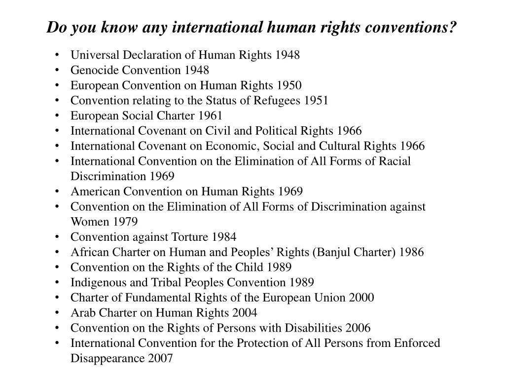 do you know any international human rights