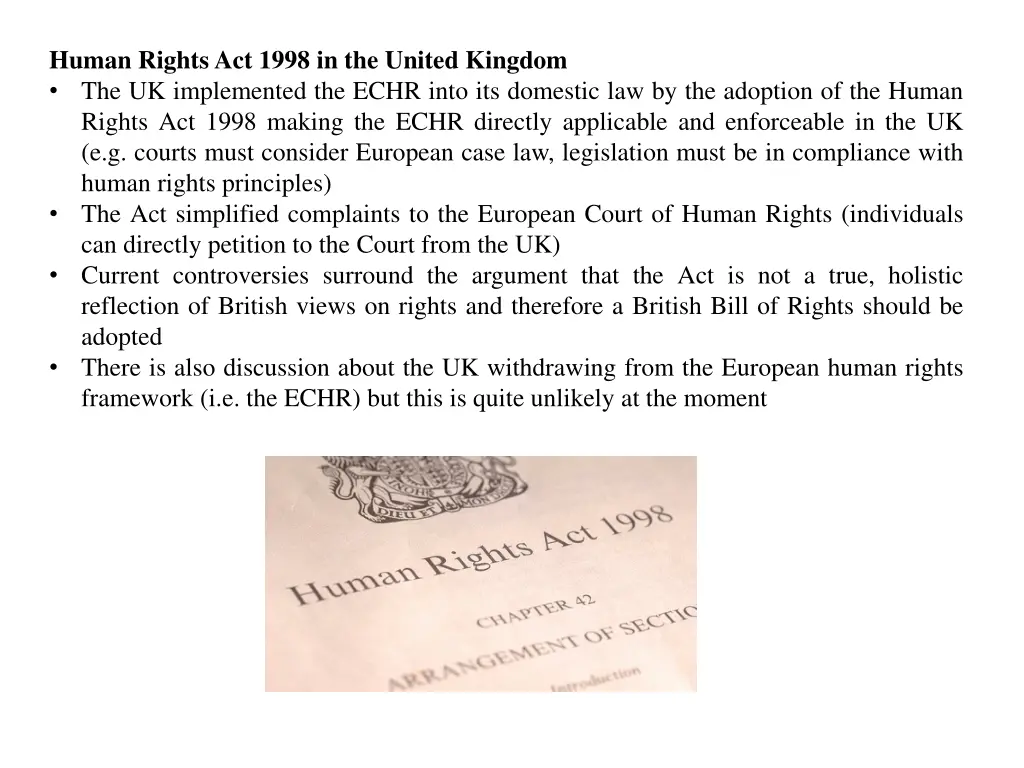 human rights act 1998 in the united kingdom