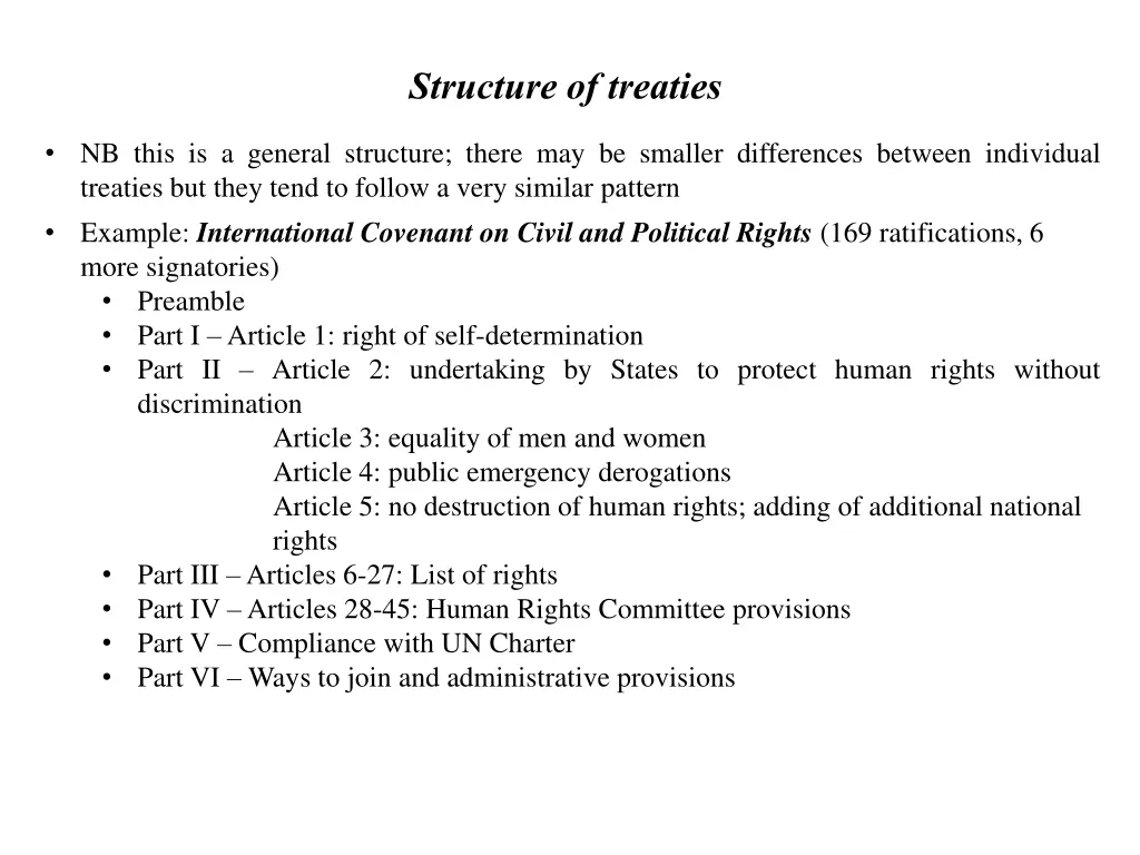 structure of treaties