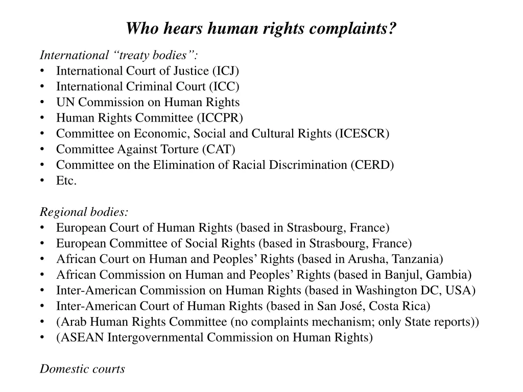 who hears human rights complaints