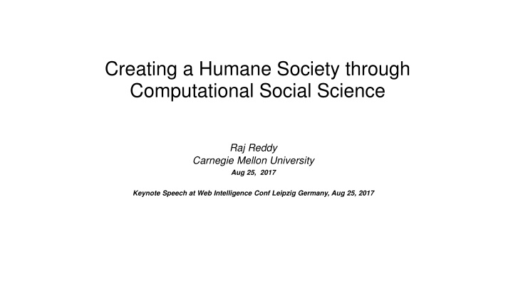 creating a humane society through computational