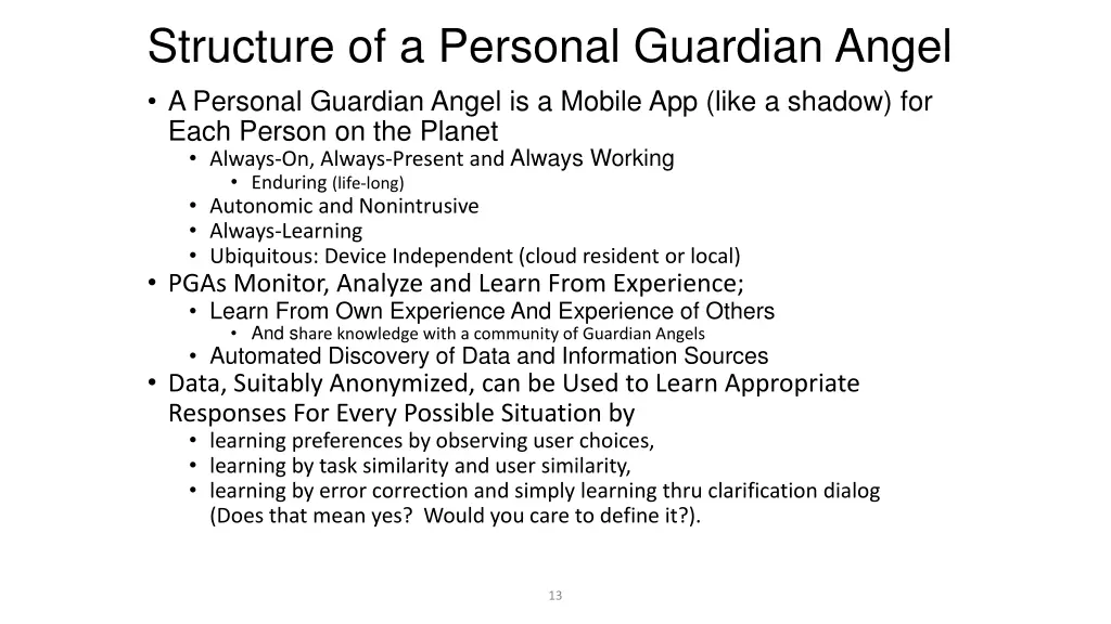 structure of a personal guardian angel a personal