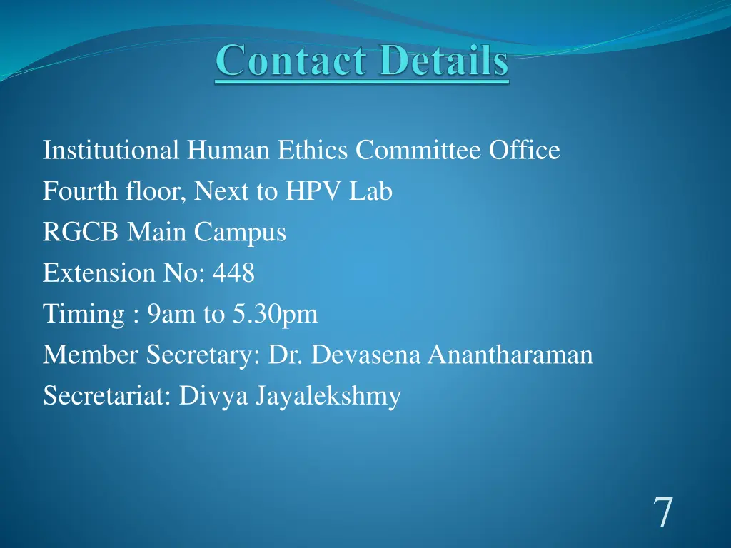 institutional human ethics committee office
